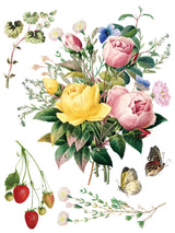 The Marché des Fleurs Transfer by IOD featuring French flower market roses and botanical designs.