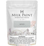 50g pouch of Matinee Milk Paint by Homestead House with warning text and “great paint coverage” at the bottom.