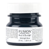 37mL Fusion Mineral Paint jar, Midnight Blue color, with white label; all-in-one acrylic.