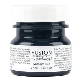 37mL Fusion Mineral Paint jar, Midnight Blue color, with white label; all-in-one acrylic.