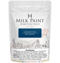 50g bag of Homestead House Midnight Blue Milk Paint with health warning label at the bottom.