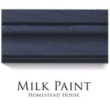 Midnight Blue Milk Paint trim sample by Homestead House on white background.