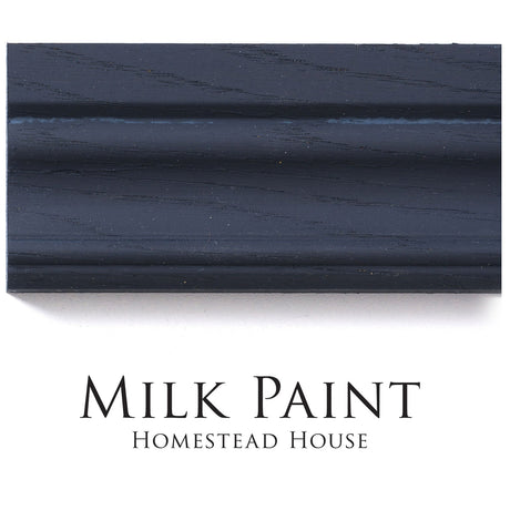 Midnight Blue Milk Paint trim sample by Homestead House on white background.