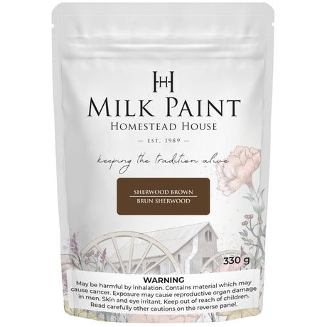 Fusion Mineral Paint Milk Paint Wood Stain 330g bag with floral and barn illustrations on the packaging.