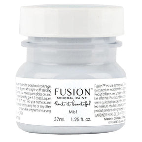 Mist Fusion Mineral Paint, 37 mL bottle; periwinkle matte paint, gray cap, white label. Brand: Fusion Mineral Paint.