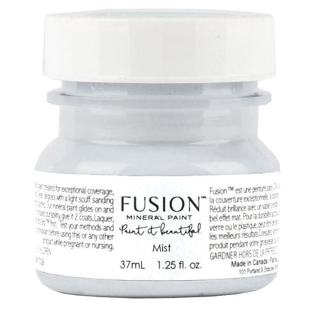 Mist Fusion Mineral Paint, 37 mL bottle; periwinkle matte paint, gray cap, white label. Brand: Fusion Mineral Paint.
