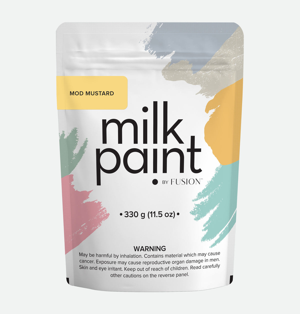 Fusion Mineral Paint Mod Mustard Milk Paint 330g, caution for inhalation/skin, needs bonding agent.