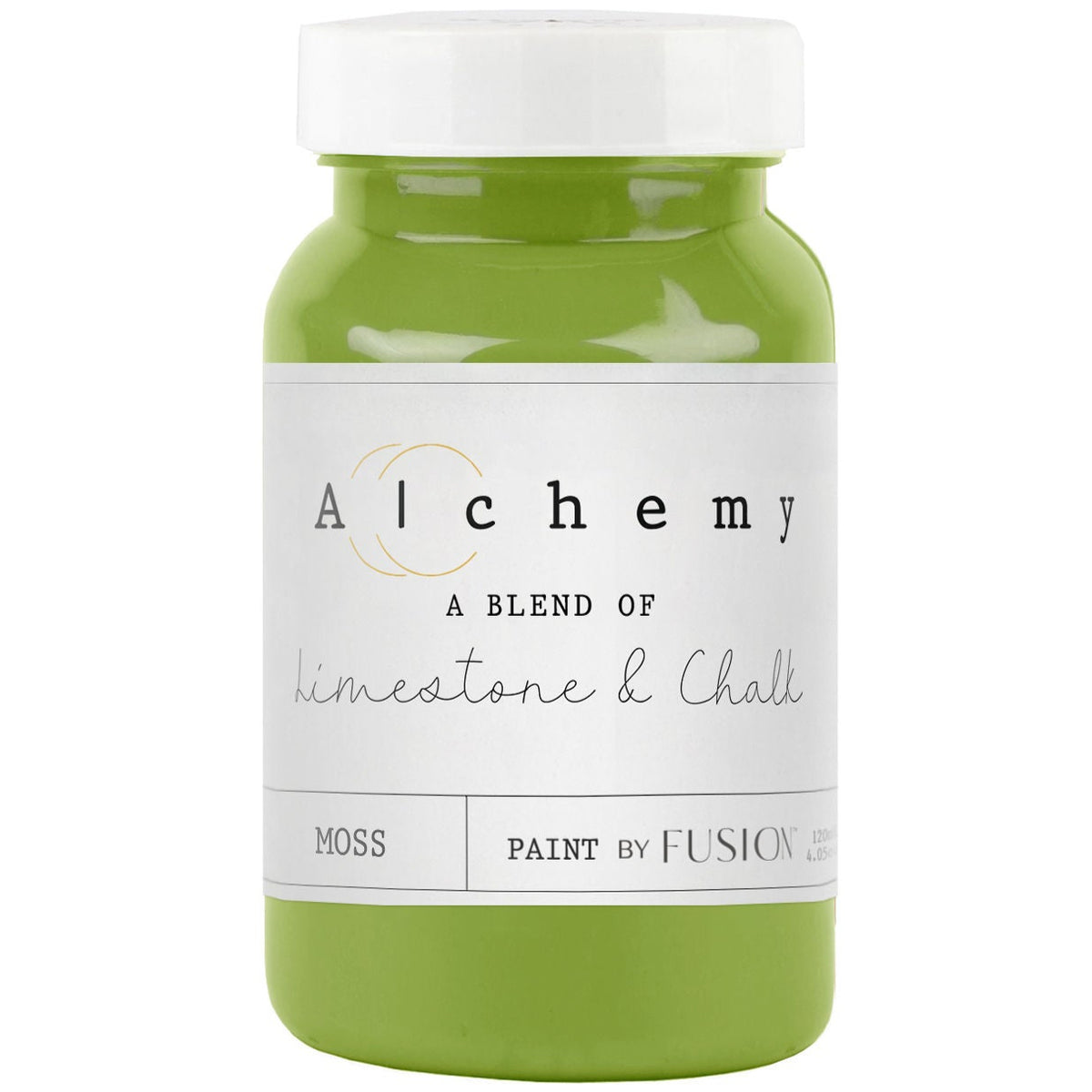 Moss Alchemy Paint by Fusion Mineral Paint, limestone and chalk-style furniture paint blend in a bottle.