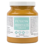 500ml Mustard Fusion Mineral Paint jar with a white label, all-in-one acrylic paint.