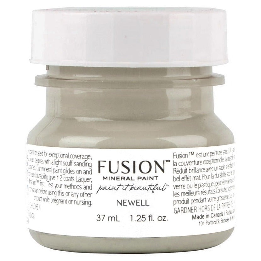 Fusion Mineral Paint 37 mL jar in Newell (sage green) with a white lid and label.