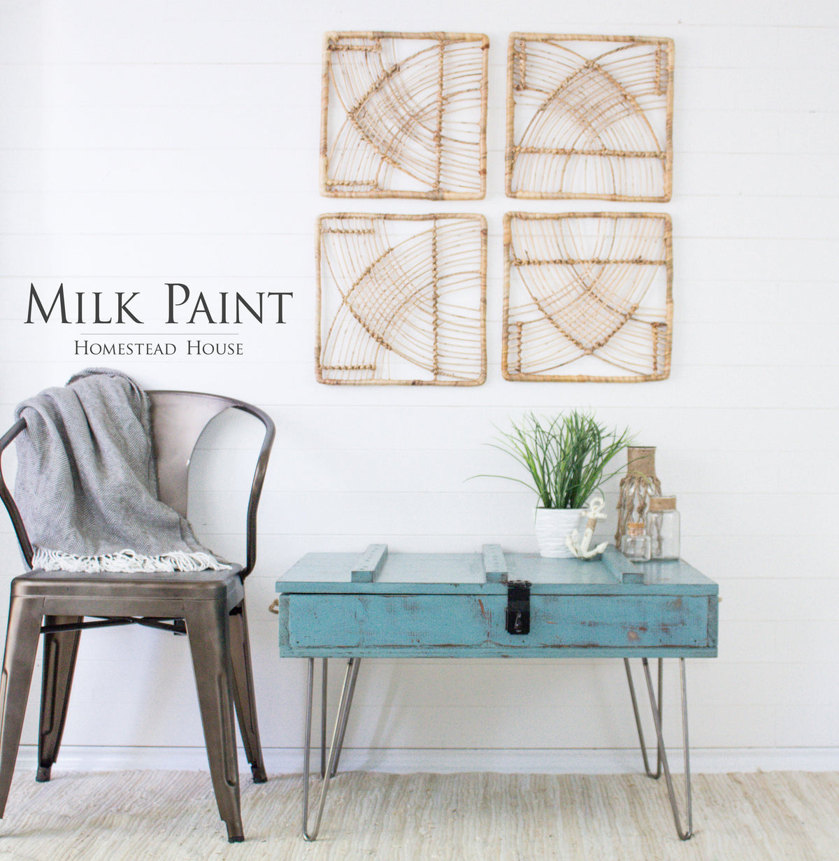 Vintage chest painted in Homestead House Niagara Green Milk Paint.