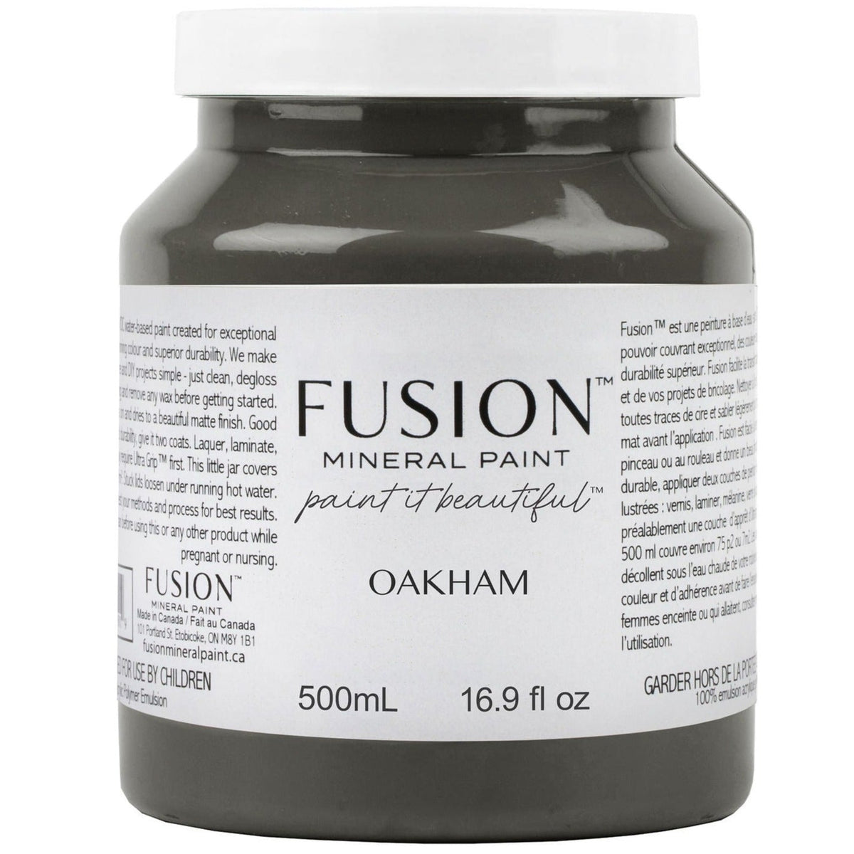 500mL Oakham Fusion Mineral Paint jar with matte finish and English-French labels.