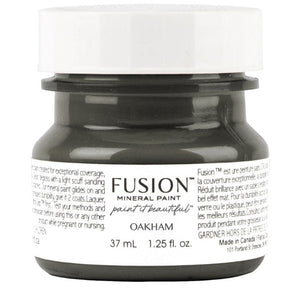 37 mL Oakham Fusion Mineral Paint with matte finish, white label, and black screw lid.