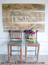 Two Ocean – Sweet Pickins Milk Paint by Old Fashioned Milk Paint wooden chairs and a vase against a white wall.
