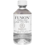 Fusion Mineral Paint Odorless Solvent 250 mL bottle with danger/poison warning on the label.
