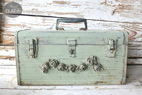 Oh Olive! – Sweet Pickins Milk Paint by Old Fashioned Milk Paint displayed on vintage green toolbox.
