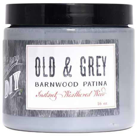 16 oz. jar of DIY Paint Co. Old & Grey Barnwood Liquid Patina.