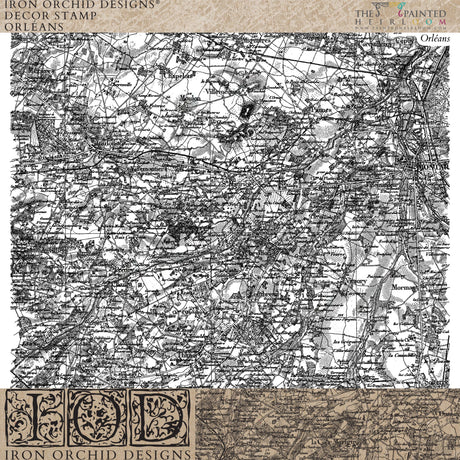 Orléans Stamp by IOD featuring a black-and-white French map design.