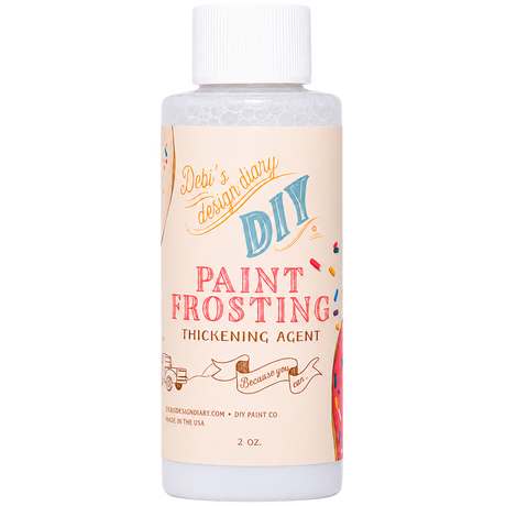 2 oz DIY Paint Co. Paint Frosting thickening agent with colorful label for textured furniture or raised stencils.
