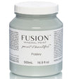 500mL jar of Paisley Fusion Mineral Paint, matte blue, with white label and grayish-blue paint inside.