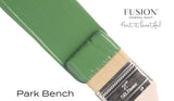 Paintbrush with green Park Bench by Fusion Mineral Paint.