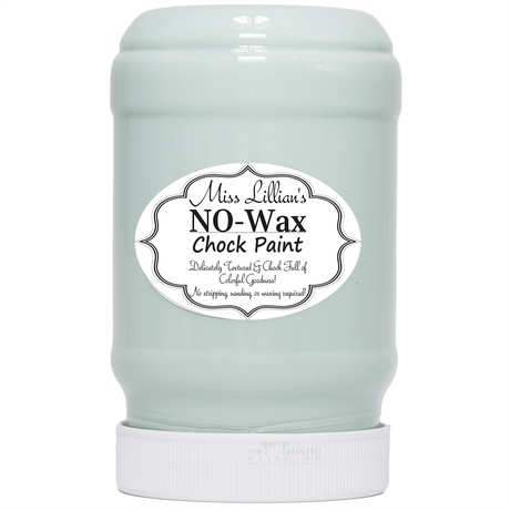 Miss Lillian’s Patina No-Wax Chock Paint, pale mint green, chalk paint for furniture restoration.