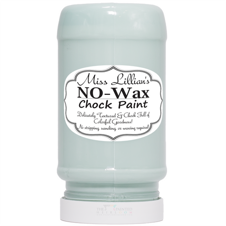 Miss Lillian’s Paint Patina No-Wax Chock Paint jar in light green.