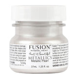 37ml Pearl Metallic Fusion Mineral Paint jar with mica pigments, white lid, and Fusion Mineral Paint branding.