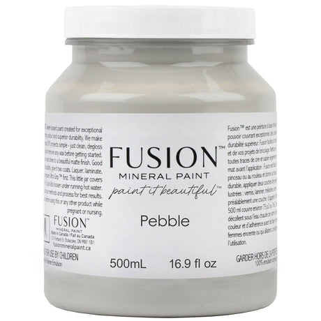 Pebble Fusion Mineral Paint 500mL all-in-one matte acrylic paint in a clear jar by Fusion Mineral Paint.