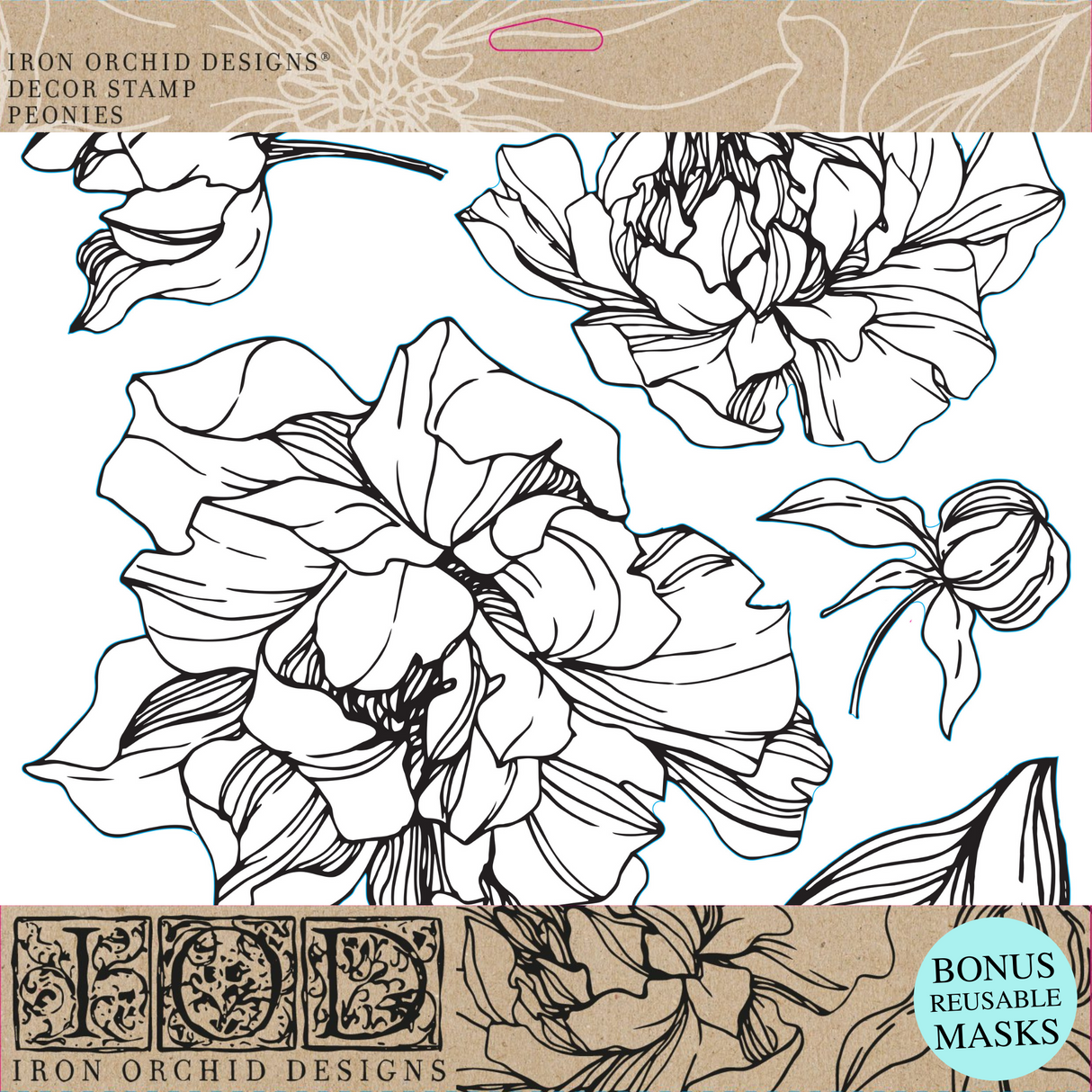 Peonies Decor Stamp by IOD - Iron Orchid Designs @ Painted Heirloom