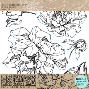 Peonies Stamp by IOD - Iron Orchid Designs-The Painted Heirloom