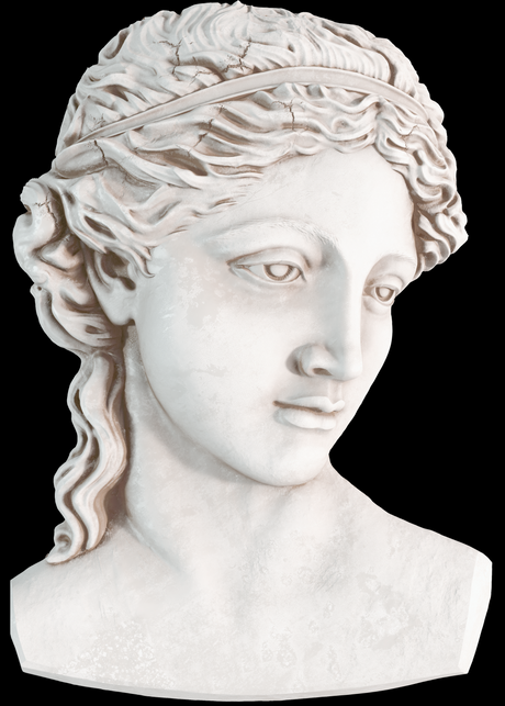 Bust of woman with wavy hair, styled like I.O.D. Persephone Mould by Iron Orchid Designs, facing slightly left.