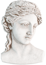 White marble bust of a woman with wavy hair, crafted using the Persephone Mould by I.O.D. (Iron Orchid Designs).