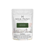 50g pouch of Pioneer Green Milk Paint by Homestead House with health warning visible on front label.