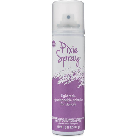 Notions Pixie Spray, 3.81 oz can with purple and white label, for repositionable adhesive use.