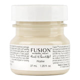 1.25 fl. oz Plaster Fusion Mineral Paint jar, all-in-one acrylic, matte finish, white lid.