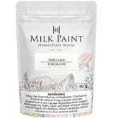 Homestead House Porcelain Milk Paint 50g bag with warning label at the bottom of the package.