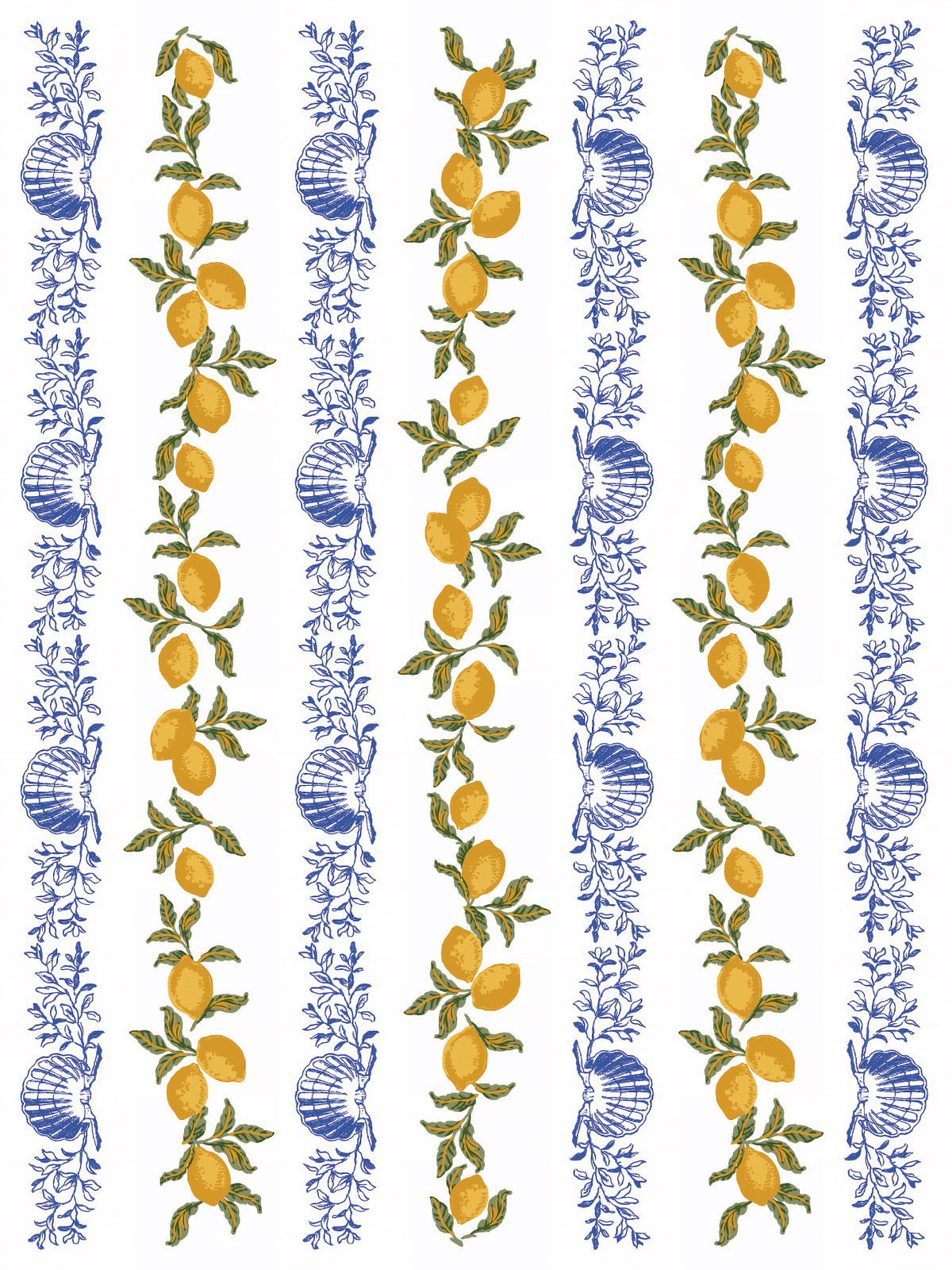 Portofino Paint Inlay by IOD featuring lemon and blue tile patterns on a white background.