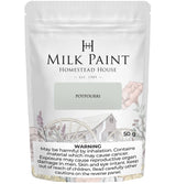 50g PotPourri Milk Paint by Homestead House with bonding tips and health warnings on the package bottom.