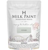 Homestead House PotPourri Milk Paint, 330g bag, with floral graphics and bonding agent details on packaging.