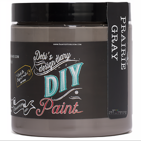 Prairie Gray DIY Paint by DIY Paint Co. in eco-friendly container with black lid and matching label.
