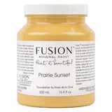 Prairie Sunset Fusion Mineral Paint, 500 mL jar, matte finish with English and French labeling.