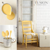 Utensils and chair painted in Prairie Sunset by Fusion Mineral Paint, showcased with all-in-one acrylic color.