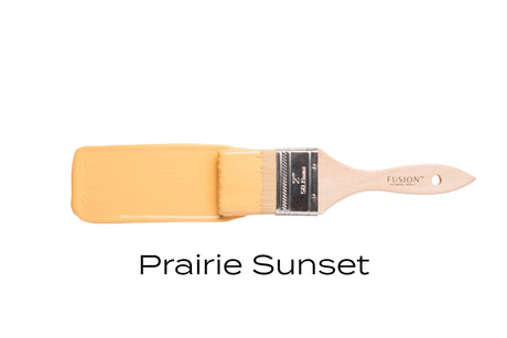 Paintbrush with Fusion Mineral Paint in Prairie Sunset acrylic.
