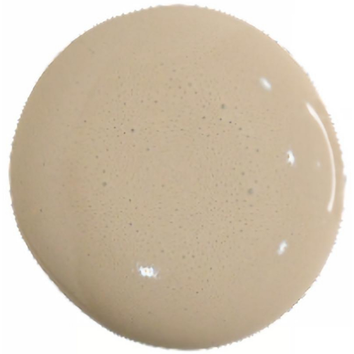 Round, beige layer of Old Fashioned Milk Paint’s Proper – Sweet Pickins, glossy with tiny surface bubbles.