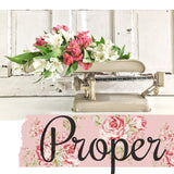 Vintage scale with pink and white flowers, set against a Proper – Sweet Pickins Milk Paint floral background.