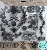 Queen Bee Stamp by I.O.D., silicone stamps with crowns, bees, florals, and ornate text designs.