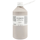 Fusion Mineral Paint Raw Silk, 2L bottle, warm white acrylic paint with sealed cap and labeled container.