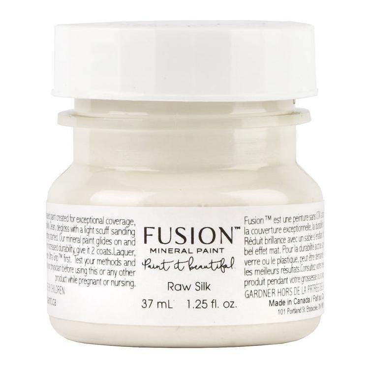 Fusion Mineral Paint Raw Silk, 37 mL jar with white lid and branded label.