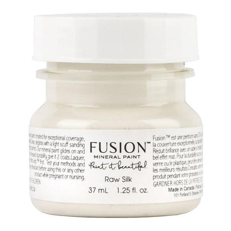 Fusion Mineral Paint Raw Silk, 37 mL jar with white lid and branded label.